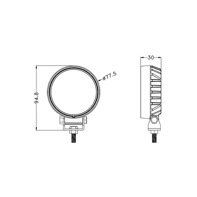 3inch 12W Round Osram LED Work Lamps with Handle & Switch - Image 4